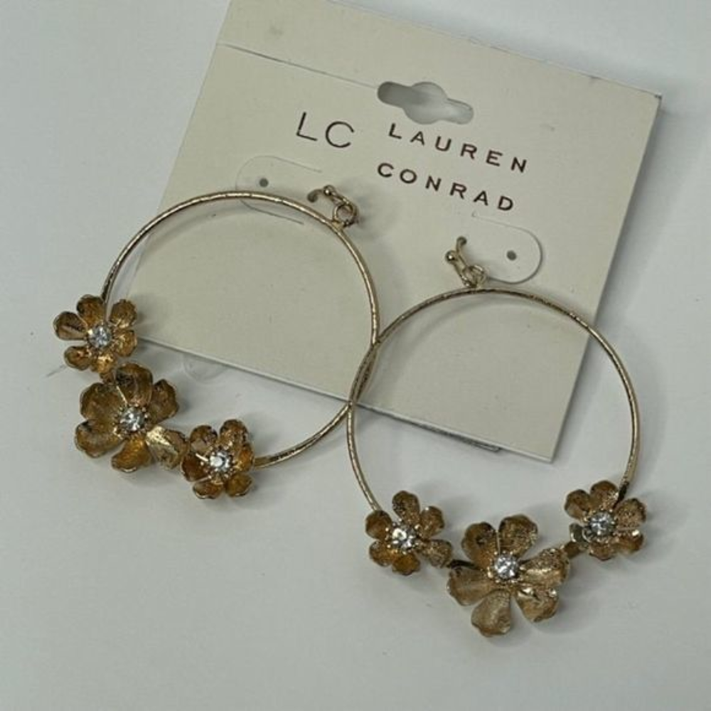 LC Lauren Conrad Hood‎ Floral Rose Gold Earrings